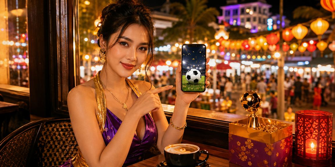Người dùng tại Phú Quốc theo dõi kèo bóng đá V.League tại quán cà phê buổi sáng